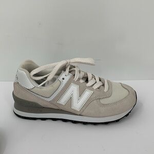 New Balance 574 Core sneakers shoe gray white mesh suede lace-up tie women 5